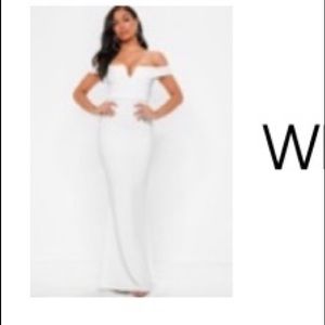 Off the shoulder white maxi dress